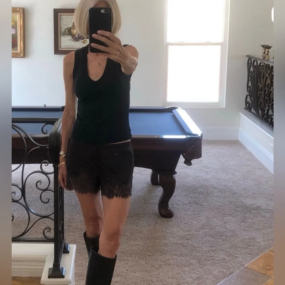 Women’s Black Lace-Trim Shorts by - Picture 1 of 6